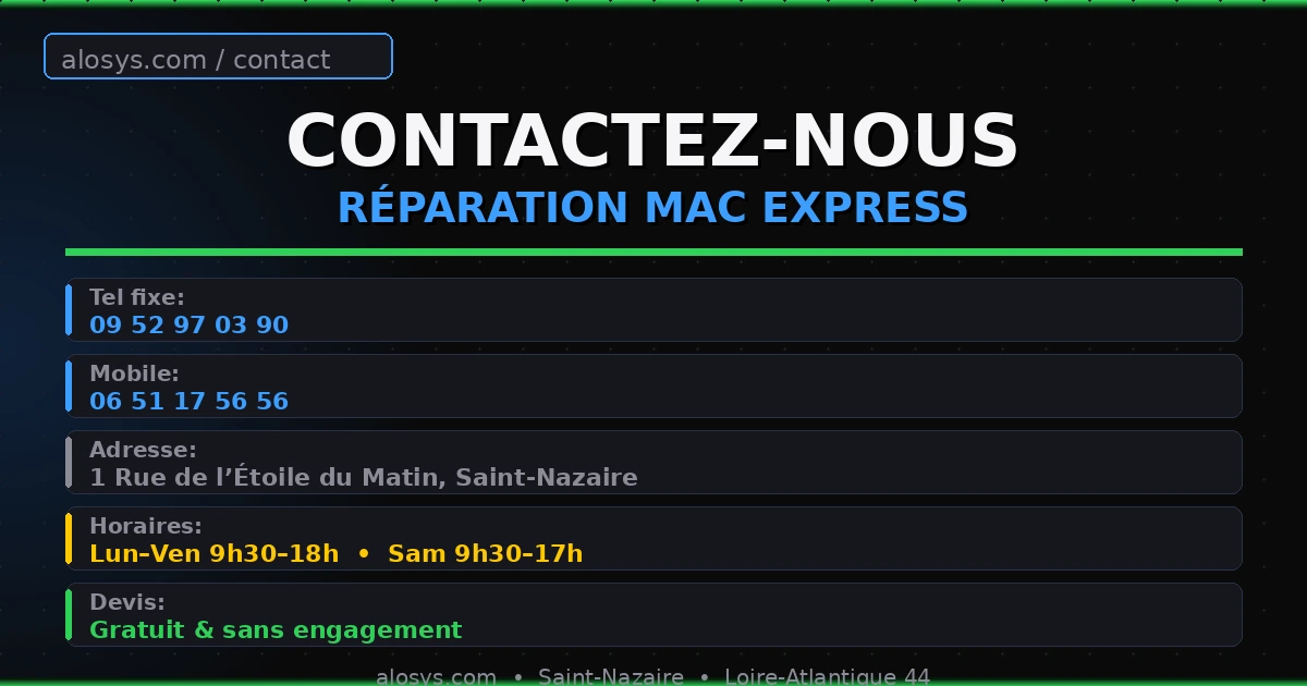 Atelier Alosys Conseil – réparateur Mac agréé Apple à Saint-Nazaire, Loire-Atlantique 44 – diagnostic gratuit et devis fixe sans surprise